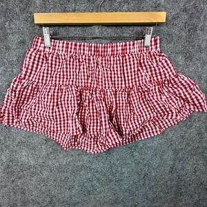 Social Scene Ruffle Mini Shorts Womens Medium Red White Gingham Check Picnic